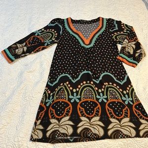 Brown Paisley dress with beautiful collar size small